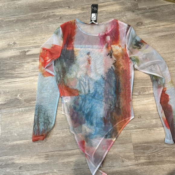 Fashion Nova Multi-Color Mesh Bodysuit - Picture 2 of 3